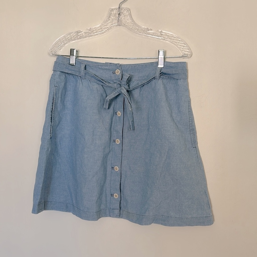 Madewell Denim Button Front Tie Mini Skirt - Picture 5 of 8